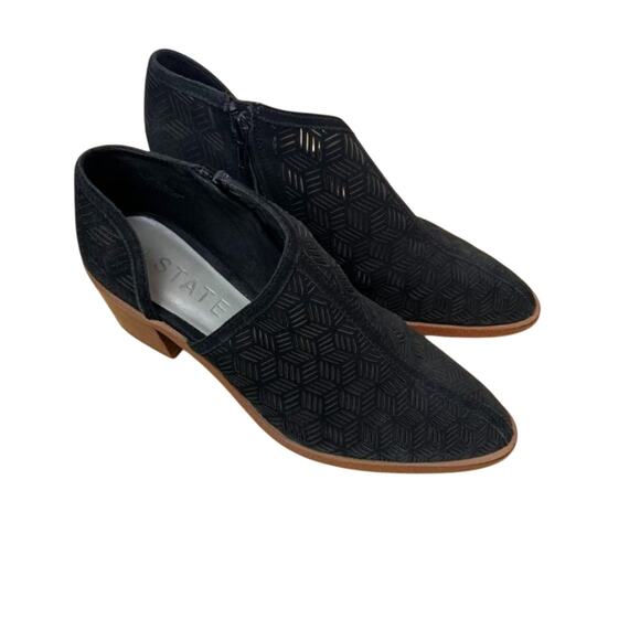 1 State Iddah Booties Women's 6.5 Black Perforated Leather Cutaway Ankle - Picture 3 of 13